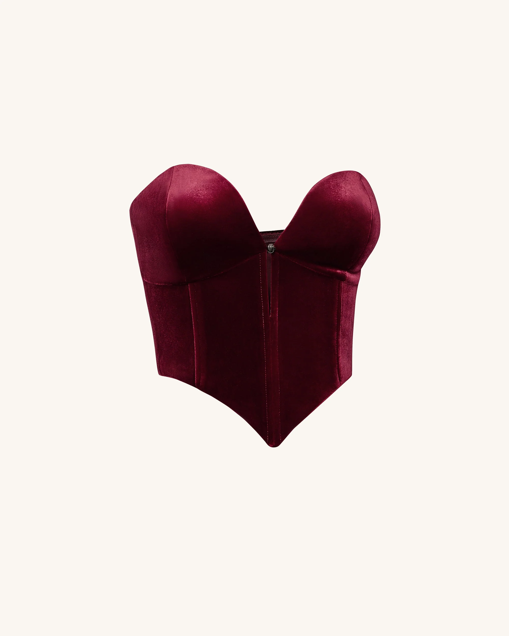 Anna Low-Cut Velvet Corset Top - Bordeaux - Image 4