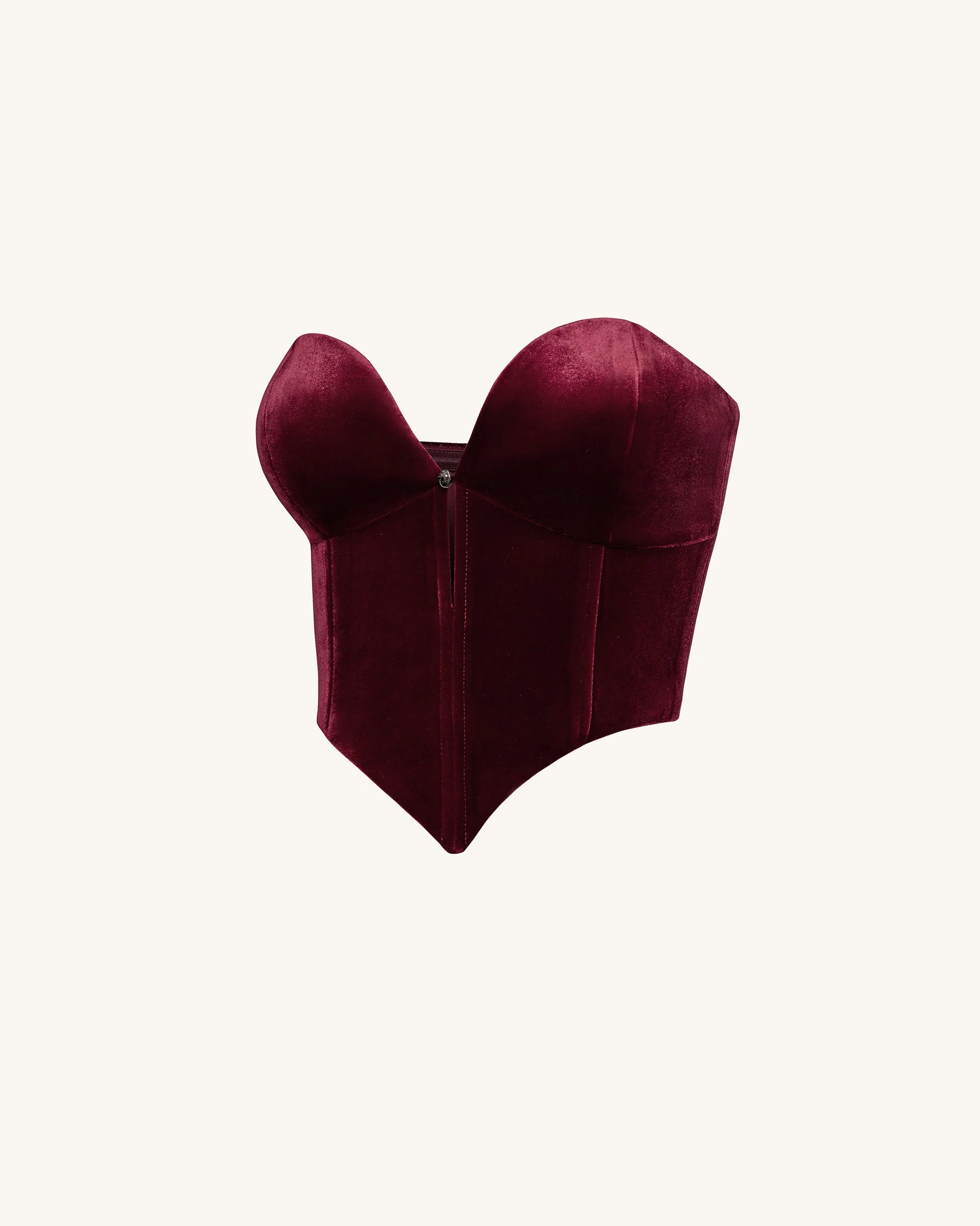 Anna Low-Cut Velvet Corset Top - Bordeaux - Image 5