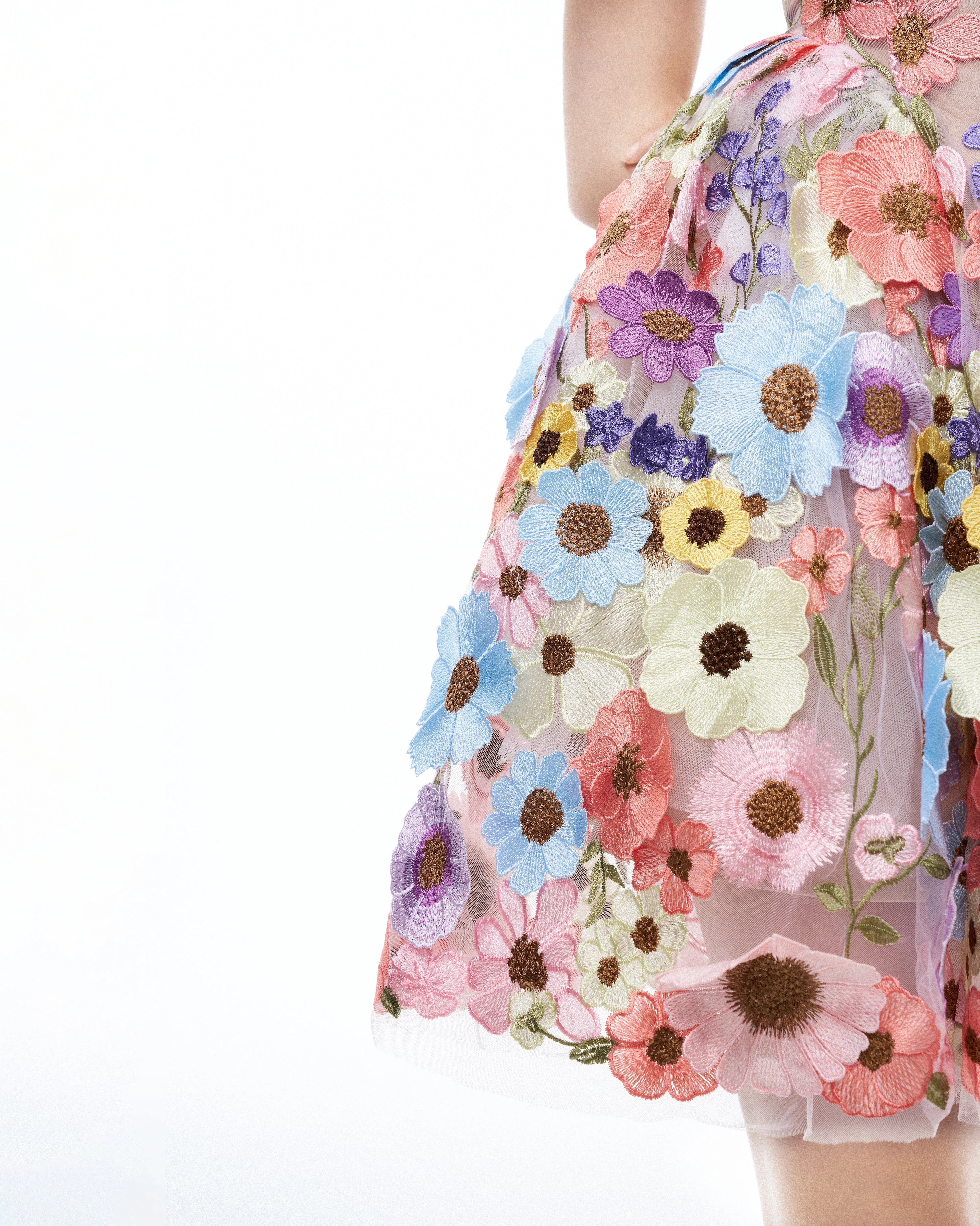 Aurora Mini abito con Ricami Floreali 3D - Multicolore Pastello - Image 6
