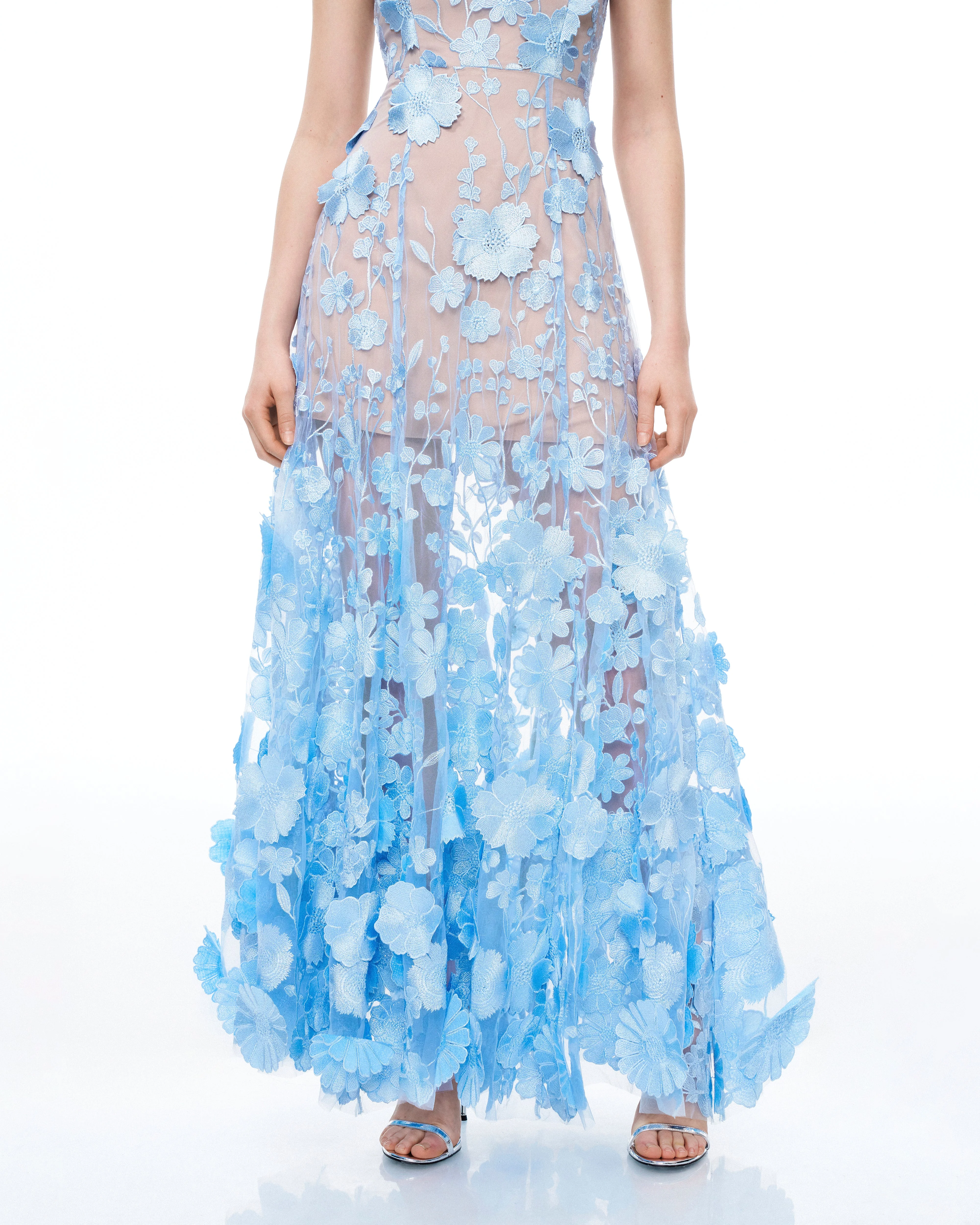 Clementine Abito con Ricami Floreali 3D - Blu - Image 7