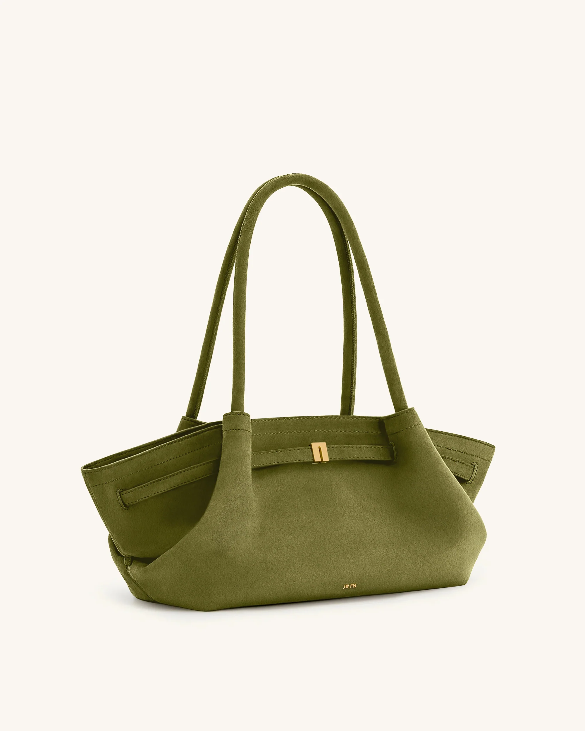 Hana Borsa Tote Ampia in Ecocamoscio - Verde Oliva - Image 3