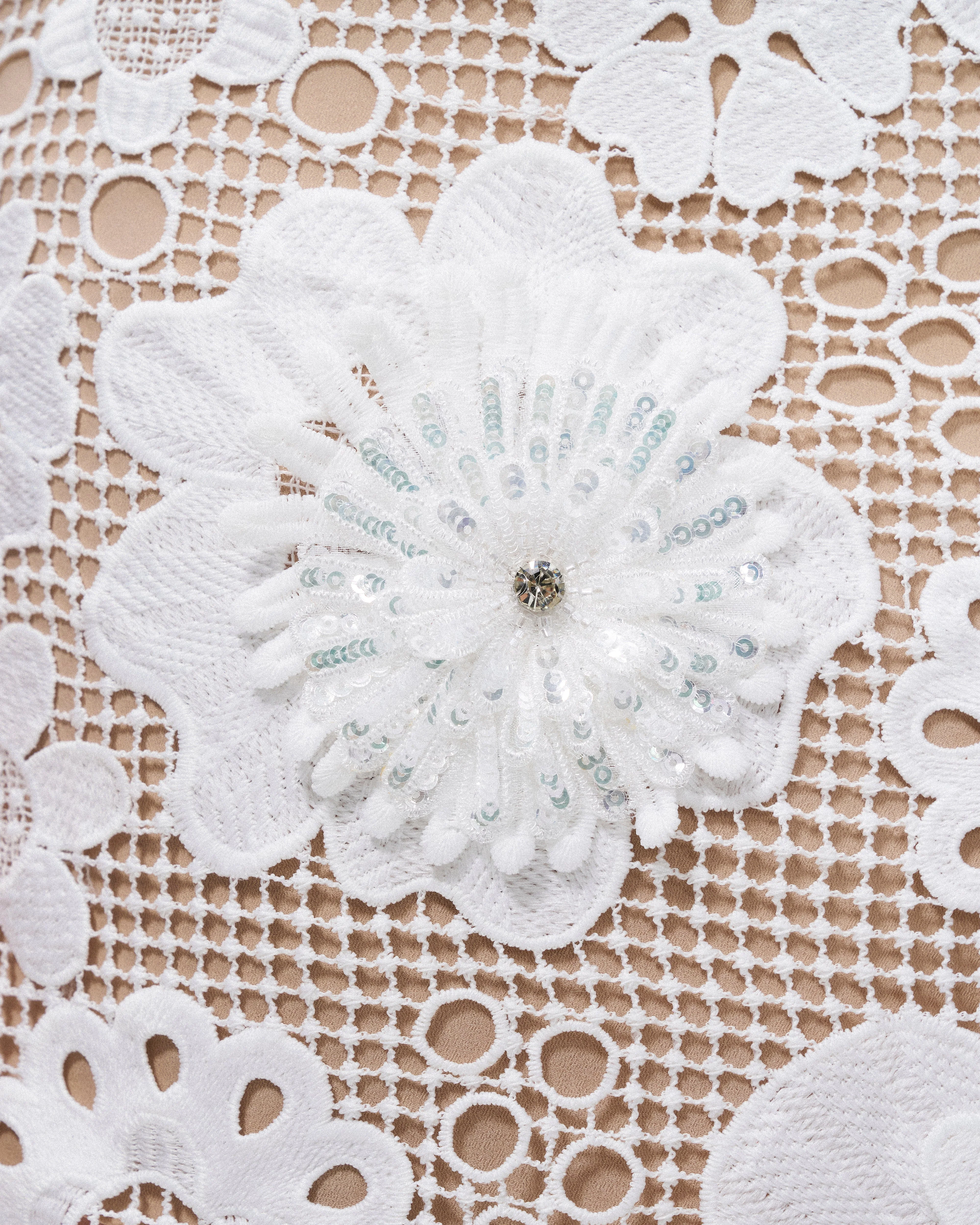 Leander Minidress in Pizzo Ricamato - Bianco - Image 7