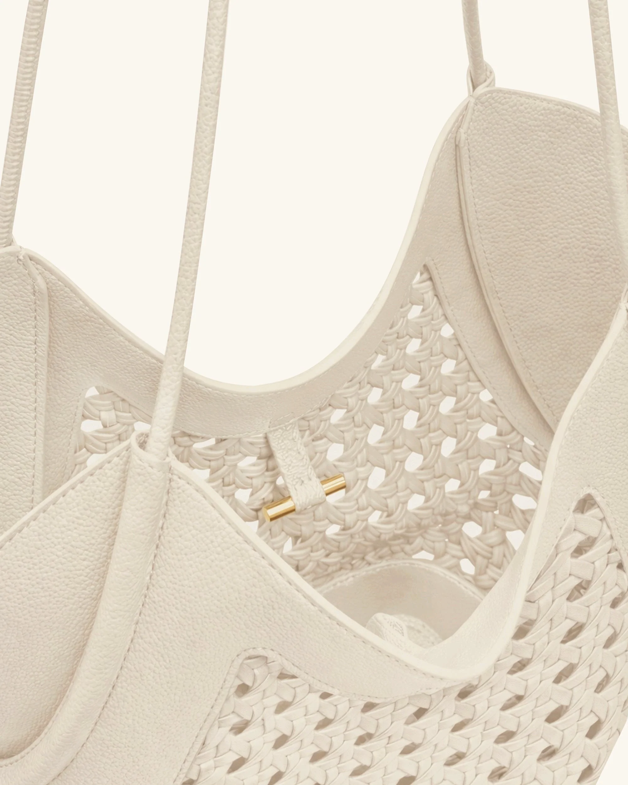 Maribel Borsa tote con pannelli intrecciati - Avorio - Image 5