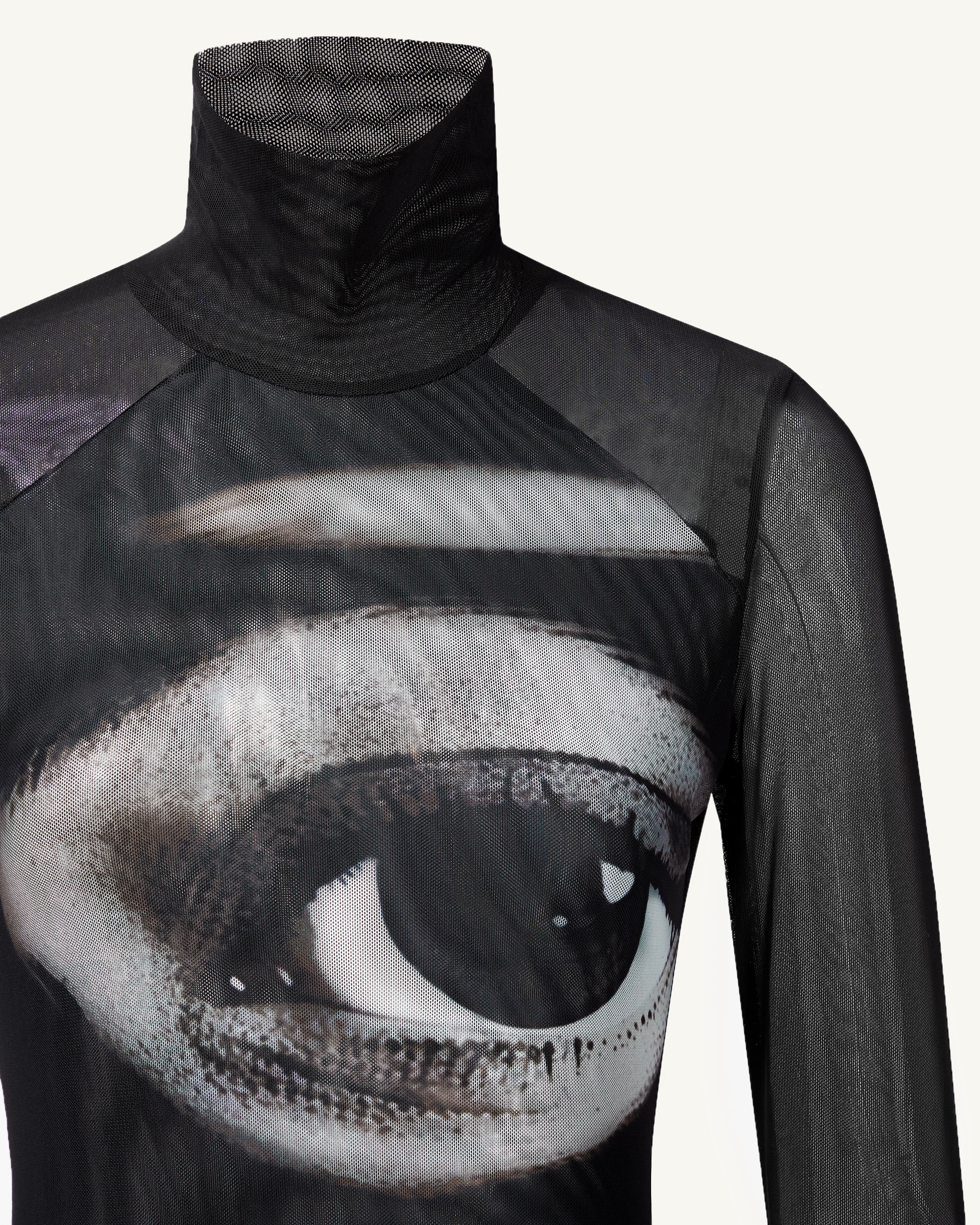 Abito in Rete con Stampa Occhi Sophia - Nero/Bianco - Image 6