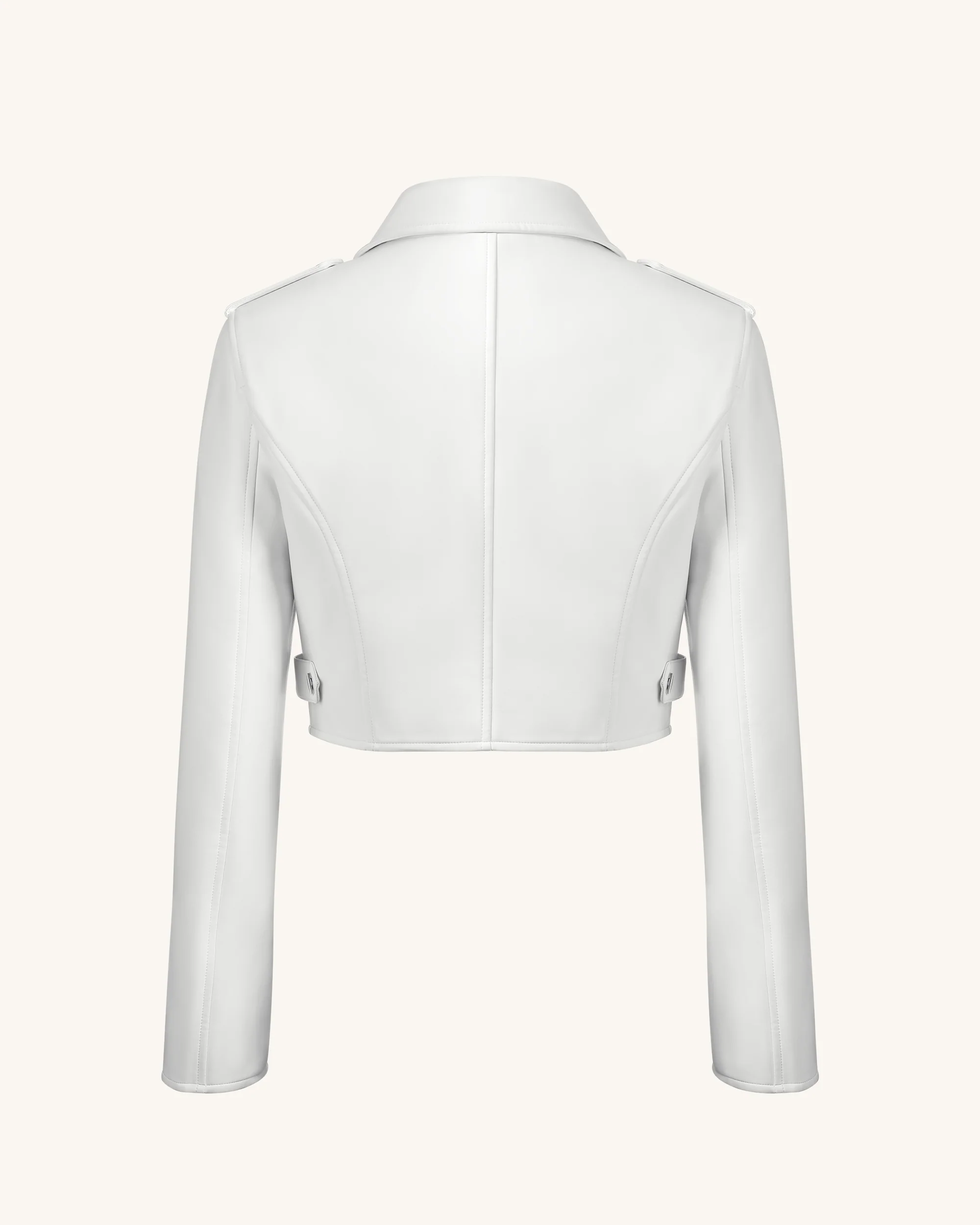Sophie Cropped Leather Jacket - Bianco e Rosso - Image 5