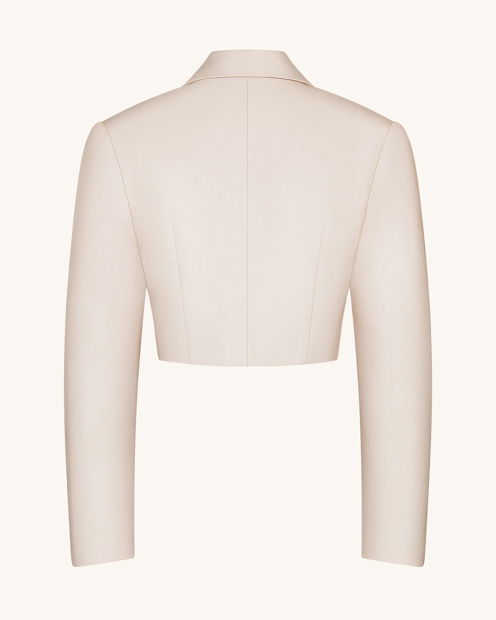 Blazer corto strutturato con spalle a punta - Beige - Image 5